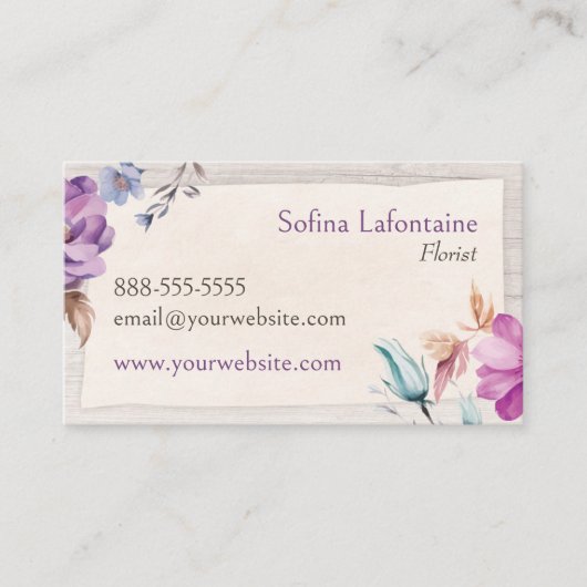 Shabby Chic Flowers Floral Visitekaartje (Voorkant)