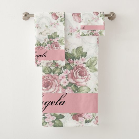  Shabby Chic Flowers-Personalized Bad Handdoek (Insitu)