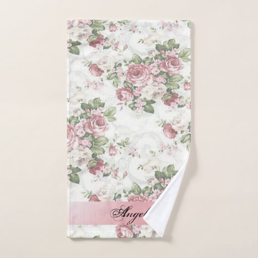  Shabby Chic Flowers-Personalized Bad Handdoek (Handdoek)