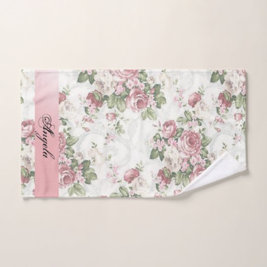  Shabby Chic Flowers-Personalized Bad Handdoek (Handdoek)