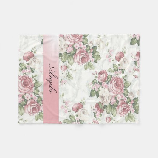  Shabby Chic Flowers-Personalized Fleece Deken (Voorkant (Horizontaal))