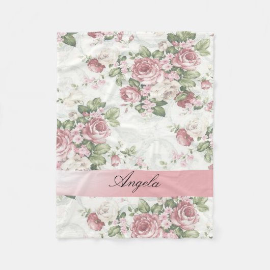  Shabby Chic Flowers-Personalized Fleece Deken (Voorkant)