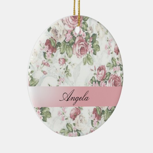 Shabby Chic Flowers-Personalized Keramisch Ornament (Rechts)