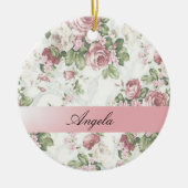 Shabby Chic Flowers-Personalized Keramisch Ornament (Voorkant)