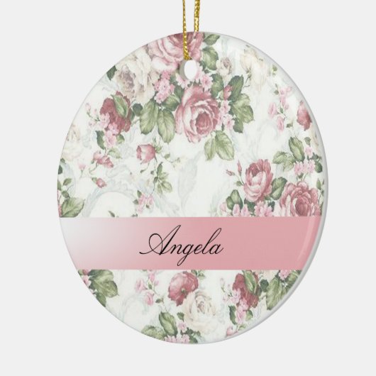 Shabby Chic Flowers-Personalized Keramisch Ornament (Links)