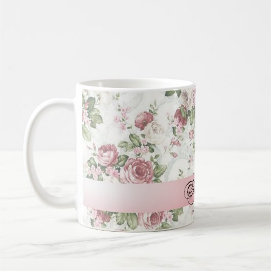  Shabby Chic Flowers-Personalized Koffiemok (Links)