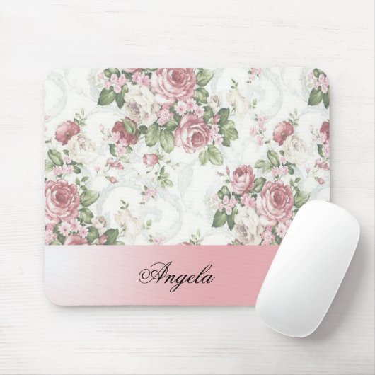  Shabby Chic Flowers-Personalized Muismat (Met muis)