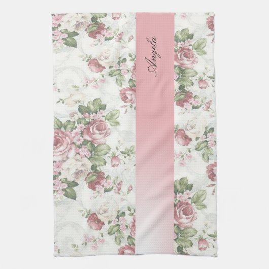  Shabby Chic Flowers-Personalized Theedoek (Verticaal)