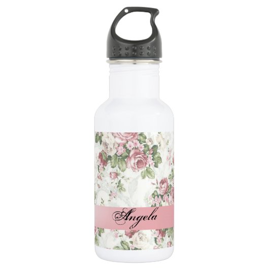  Shabby Chic Flowers-Personalized Waterfles (Voorkant)