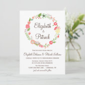 Shabby Chic Flowers Wreath Wedding Invitation Kaart (Staand voorkant)