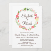 Shabby Chic Flowers Wreath Wedding Invitation Kaart (Voorkant / Achterkant)