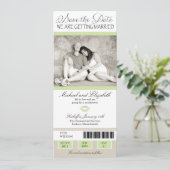 Shabby Chic Football Ticket Save the Date (Staand voorkant)