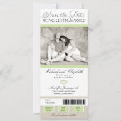 Shabby Chic Football Ticket Save the Date (Voorkant)