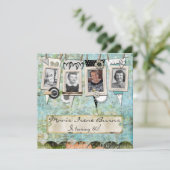Shabby Chic Foto 80th Birthday Party Invitation Kaart (Staand voorkant)