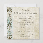 Shabby Chic Foto 80th Birthday Party Invitation Kaart (Achterkant)