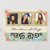 Shabby Chic Foto Afstuderen Open Huis Uitnodigen Kaart (Voorkant / Achterkant)