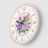 Shabby Chic Frans  Goud Paarse Indigo Roos Grote Klok (Hoek)