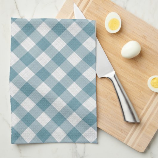 Shabby Chic Frans Licht Blauwgroen Blauw Wit Check Theedoek (Quarter Fold)