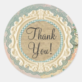 Shabby Chic Frans Lijst  Shop Bedankt Ronde Sticker