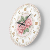 Shabby Chic Frans  Roos Goud Roze Rose Grote Klok (Hoek)