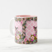 Shabby chic, franse chic, , floral, rustisch, bi tweekleurige koffiemok (Voorkant links)