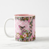 Shabby chic, franse chic, , floral, rustisch, bi tweekleurige koffiemok (Links)