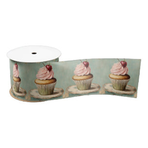 Shabby Chic  Franse Country Pink Cupcake Satijnen Lint