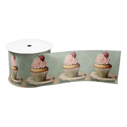 Shabby Chic Franse Country Pink Cupcake Satijnen Lint (Spoel)