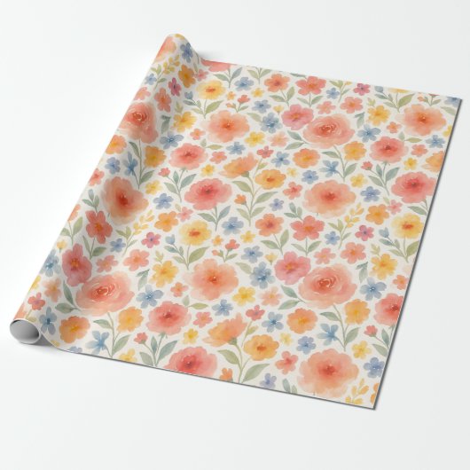  Shabby Chic Franse Floral Art Pattern Cadeaupapier (Uitgerold)