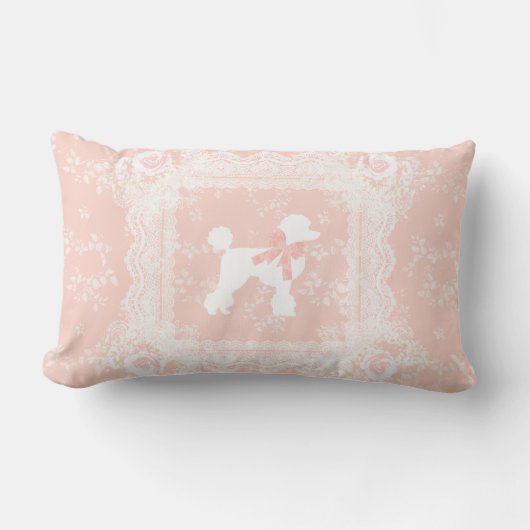 Shabby Chic Franse Poedel  kant Kussen (Voorkant)