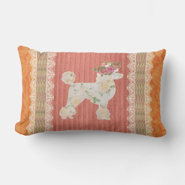 Shabby Chic Franse Poodle  Look Kussen (Voorkant)