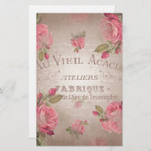 Shabby Chic franse rozen roze florale roos Briefpapier (Voorkant / Achterkant)