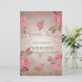 Shabby Chic franse rozen roze florale roos Briefpapier (Staand voorkant)