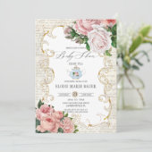 Shabby Chic French Rozen Baby shower Invit Kaart (Staand voorkant)