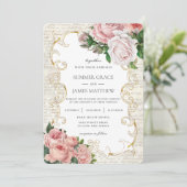 Shabby Chic  French Rozen Letter Wedding Kaart (Staand voorkant)