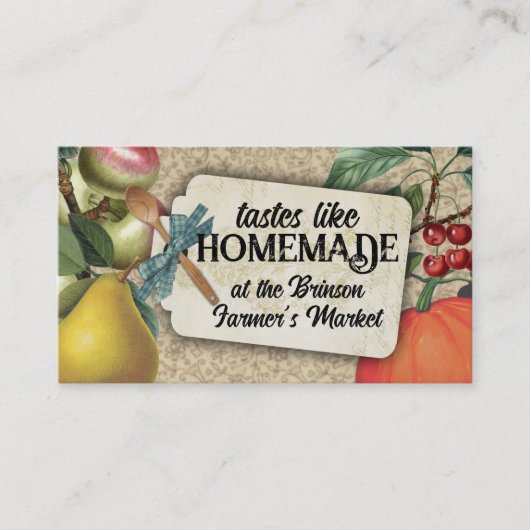 Shabby chic  fruit koken bakken biz kaart visitekaartje (Voorkant)