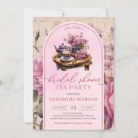 Shabby chic  fuchsia roze bruids thee party