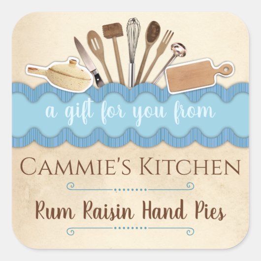 Shabby chic gebruiksvoorwerpen gepersonaliseerd ze vierkante sticker (Voorkant)