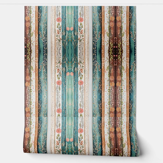 Shabby chic gemengde patronen behang (Afrollen)