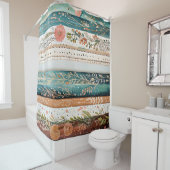 Shabby chic gemengde patronen douchegordijn (In situ)