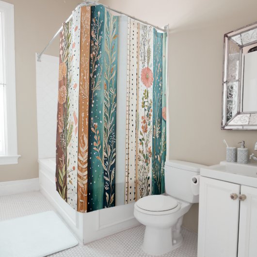 Shabby chic gemengde patronen douchegordijn (In situ)
