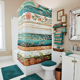 Shabby chic gemengde patronen douchegordijn