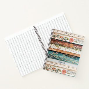 Shabby chic gemengde patronen gepersonaliseerd notitieboek