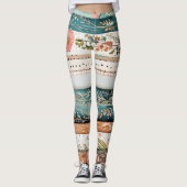 Shabby chic gemengde patronen leggings (Voorkant)