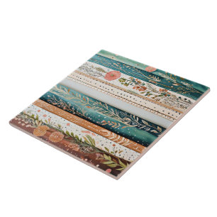 Shabby chic gemengde patronen tegeltje