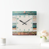 Shabby chic gemengde patronen vierkante klok (Huis)