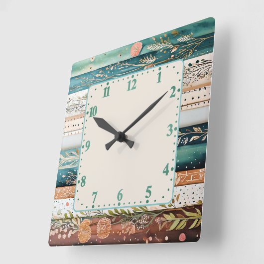 Shabby chic gemengde patronen vierkante klok (Hoek)