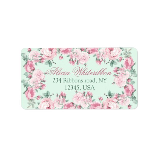 Shabby-chic gepersonaliseerde adresetiketten etiket (Voorkant)