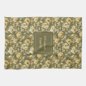 Shabby Chic Gift Personalized Gold Floral Towel Theedoek (Horizontaal)