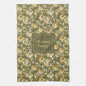 Shabby Chic Gift Personalized Gold Floral Towel Theedoek (Verticaal)